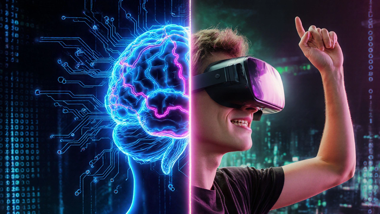 Neural network lighting up as a gamer celebrates a win.
