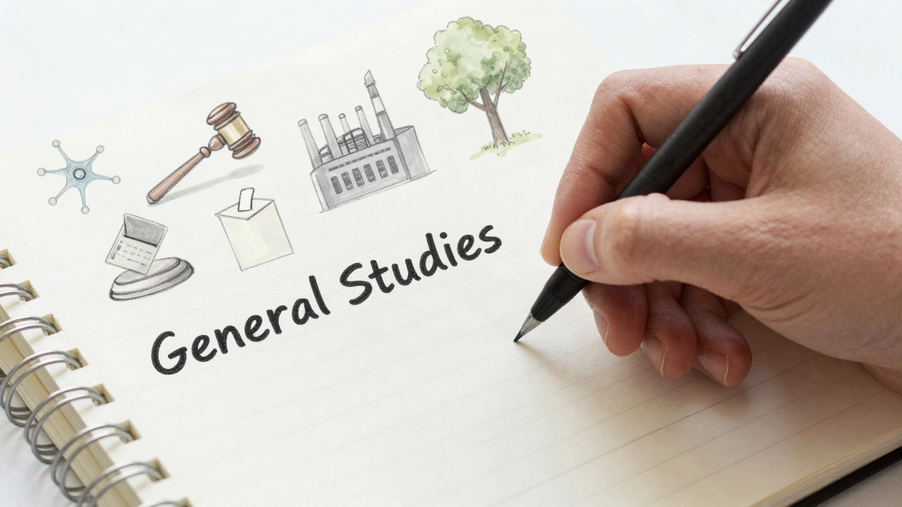 Hand writing an essay with abstract symbols floating above, representing multidisciplinary knowledge.