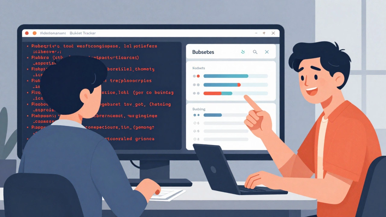 Split screen: error messages turning into a working budget app.