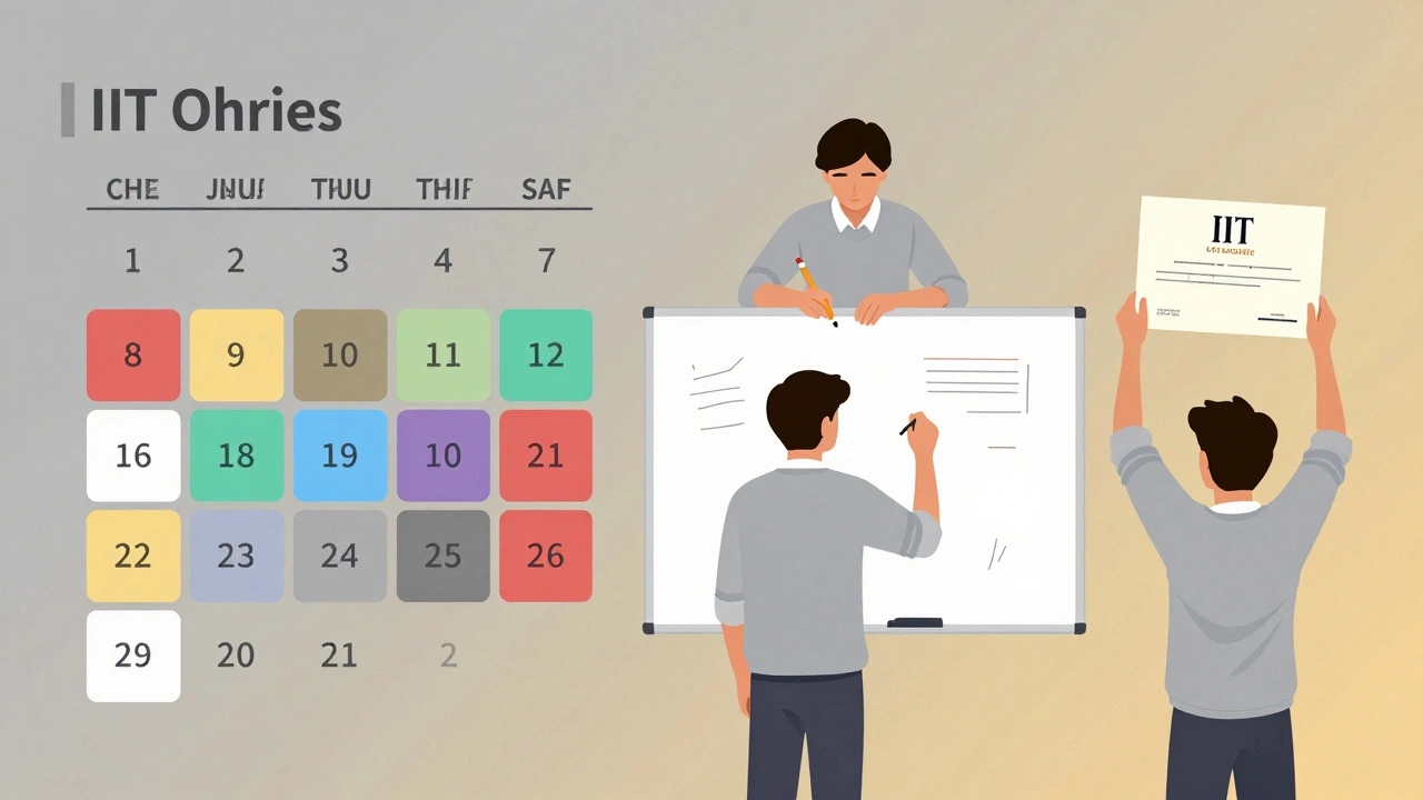 Split visual showing a student's journey from beginner to IIT aspirant over two years.