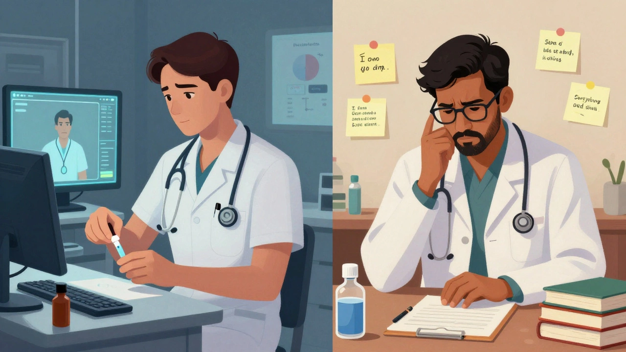 Comparison of a U.S. resident and an international doctor making clinical decisions during Step 3 preparation.
