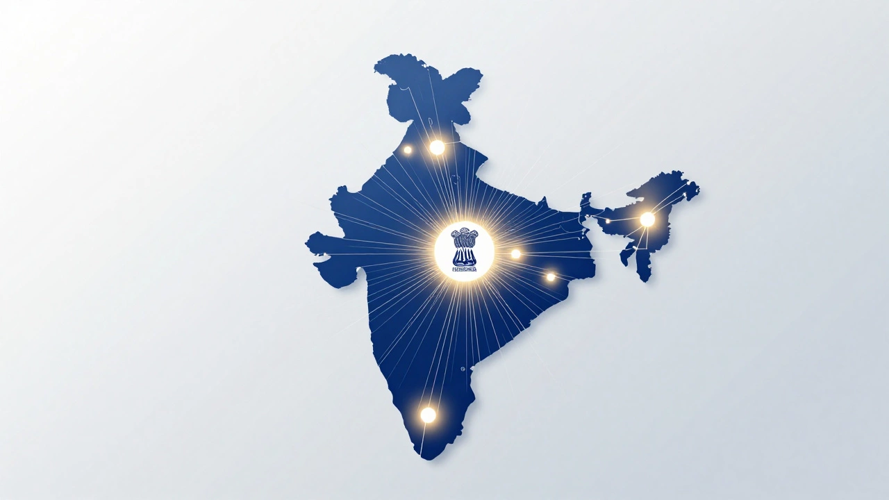 Map of India showing top five regions with highest CBSE school density, centered on Delhi.