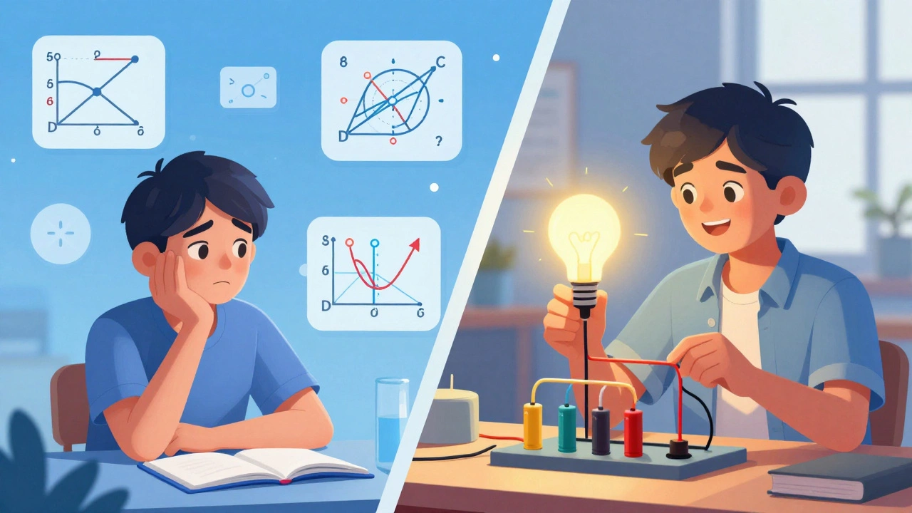Contrast between boring theory and fun hands-on science