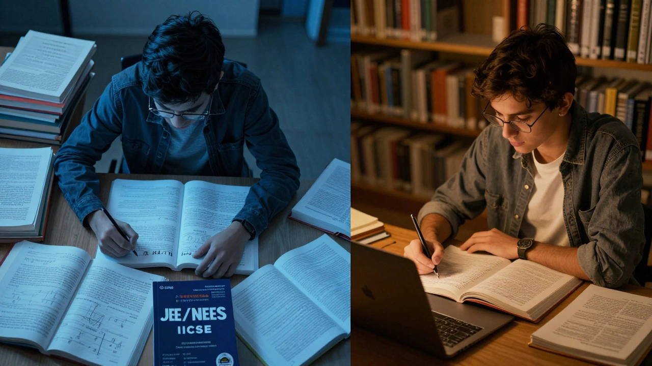Split view comparing science-focused and literature-focused study methods