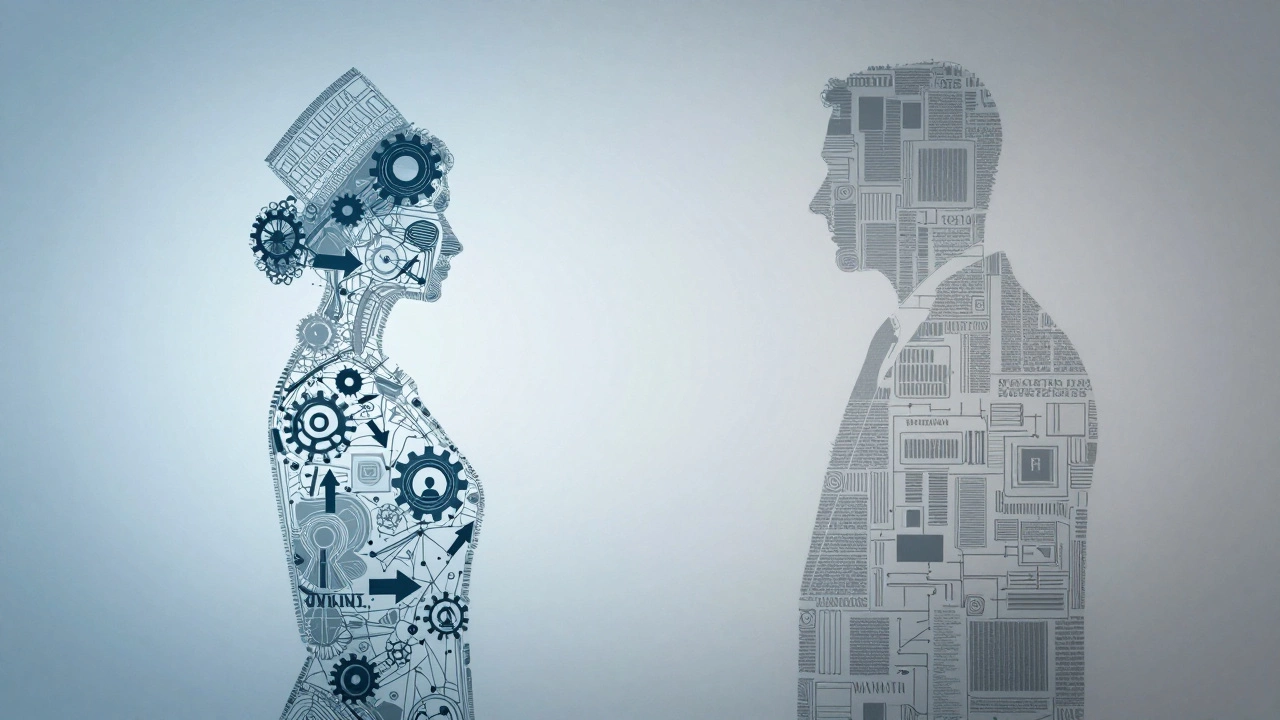 Abstract silhouettes representing nursing logic and legal analysis
