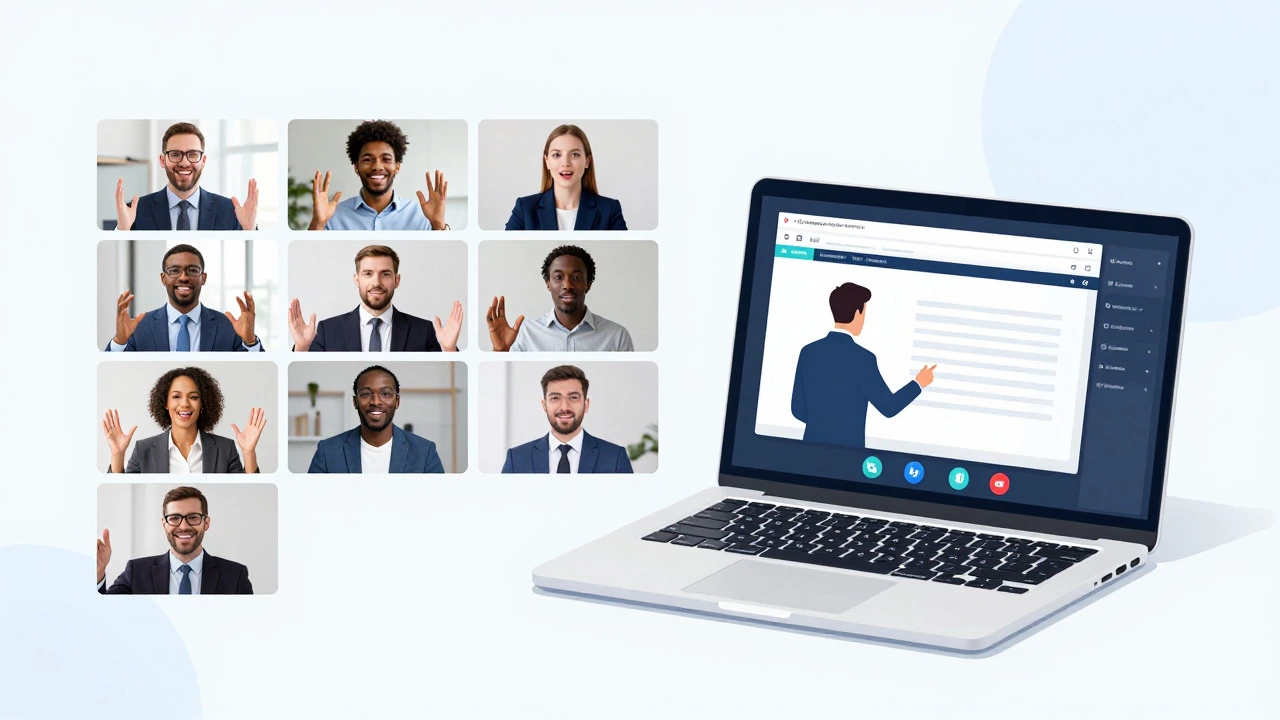 Split view of live virtual classroom and video conferencing