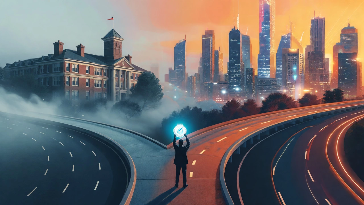Metaphorical path choosing certifications over traditional degrees