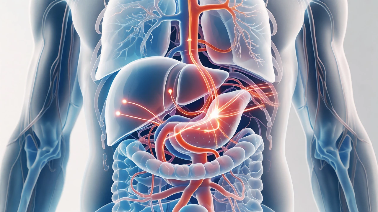 Visual representation of human endocrine system and hormonal feedback loops